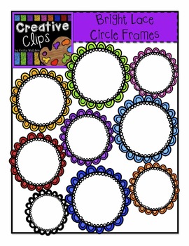 Preview of {Free} Bright Lace Circle Frames {Creative Clips Digital Clipart}