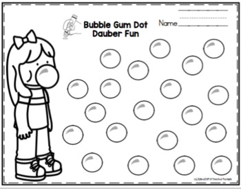 free bubble gum fun by preschool printable teachers pay teachers