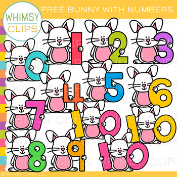 Preview of Free Spring Bunny Holding Numbers Clip Art