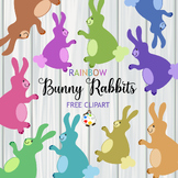 Free Bunny Rabbits - Colorful Rainbow Clipart Pet Animals