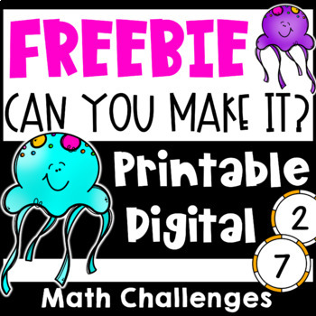 Preview of Free Can You Make It? Math Challenges: Ocean Animals: Print & Digital Activities