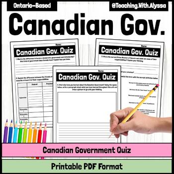 Canadian Government Quiz | Canadian Government Review Worksheets