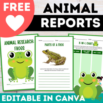 Preview of Free Canva Animal Research Report Worksheets and Activities