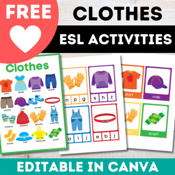 Preview of Free Canva Clothes ESL Newcomer Activities