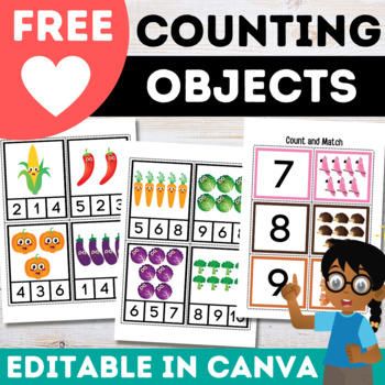 Preview of Free Canva Counting Objects 1-20 Worksheets and Activities