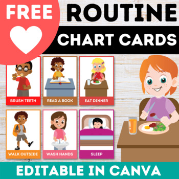 Preview of Free Canva Daily Activities Posters for Visual Routine Chart