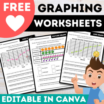 Preview of Free Canva Data and Graphs: Graphing Worksheets & Activities