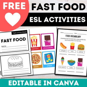 Preview of Free Canva Fast Food ESL Newcomer Activities 