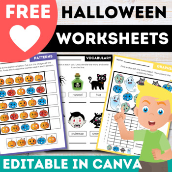 Preview of Free Canva Halloween Worksheets and Activity Pages