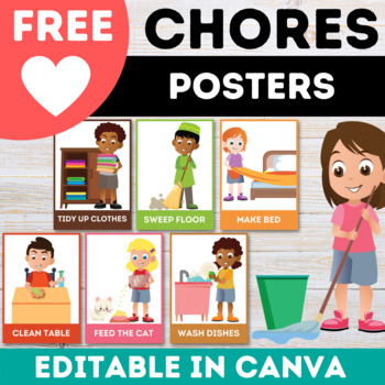Preview of Free Canva Household Chores Posters for Chore Chart