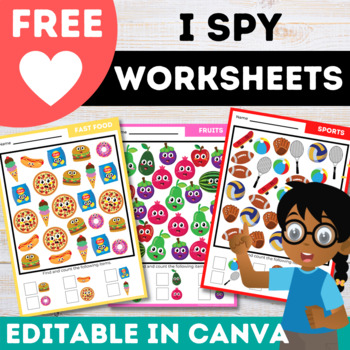 Preview of Free Canva I SPY Counting Worksheets