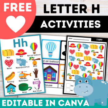 Preview of Free Canva Letter of the Week (Letter H) Worksheets and Activities