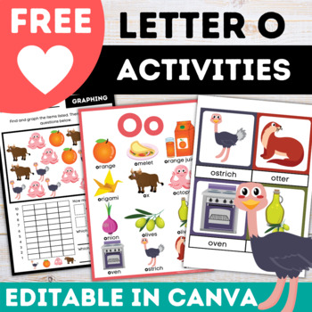 Preview of Free Canva Letter of the Week (Letter O) Worksheets and Activities