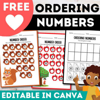 Preview of Free Canva Ordering Numbers Worksheets and Activities