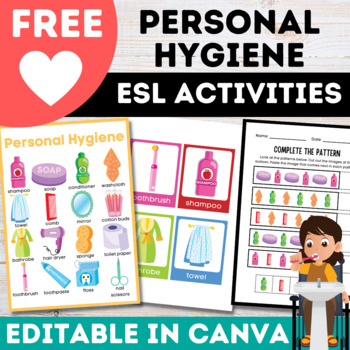 Preview of Free Canva Personal Hygiene ESL Newcomer Activities