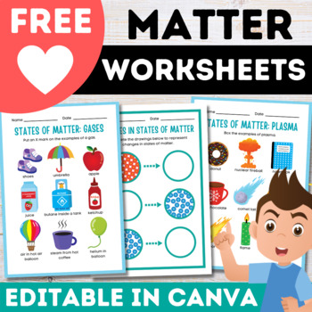 Preview of Free Canva States of Matter Worksheets and Activities