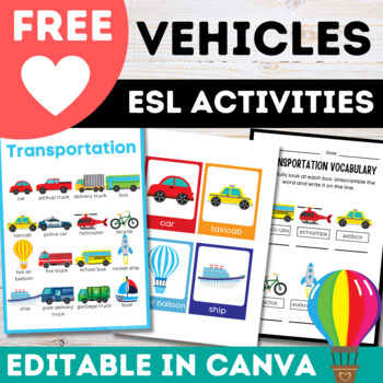 Preview of Free Canva Transportation ESL Newcomer Activities