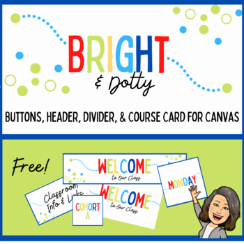 Preview of Free Canvas LMS - Bright & Dotty  - Header, Course Card, Divider and Buttons