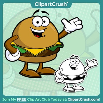 Preview of Royalty Free Cartoon Cheeseburger Clipart Character