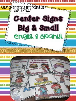 Preview of Free Center Signs:  Big & Small - Centros in Engl and Span