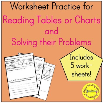 Preview of Worksheet Practice for Reading Tables or Charts and Solving their Problems