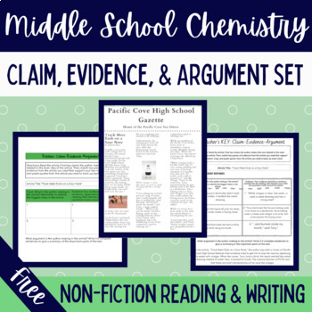 Preview of Free Chemistry Claim Evidence and Argument Reading Passage and Response 