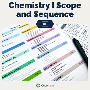 Preview of Free: Chemistry Curriculum Scope and Sequence | editable and digital