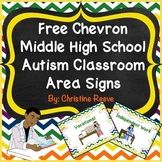 Free Chevron Middle-High School Autism Classroom Area Sign