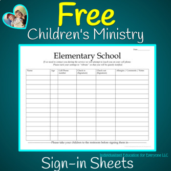 Preview of Free Children's Ministry Sign-in Sheets