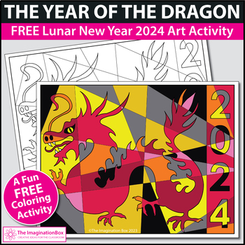 Preview of Free Chinese New Year Coloring Page 2024, Year of the Dragon Lunar New Year Art