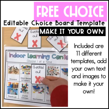 Preview of Editable Choice Board Template - Free Choice/Independent Centers
