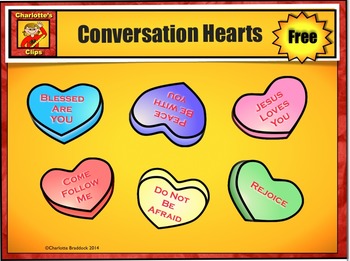 Preview of Free Catholic - Christian Conversation Heart Clip Art from Charlotte's Clips