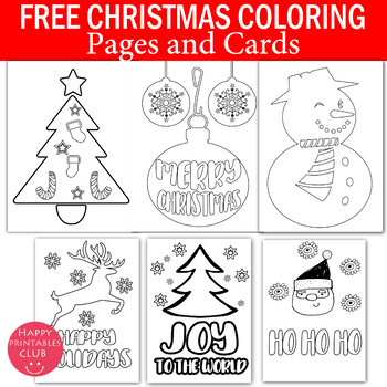 Christmas Cards Coloring Pages Worksheets Teaching Resources Tpt