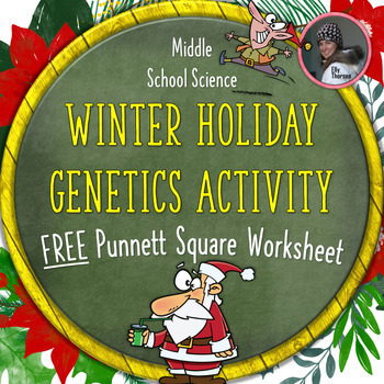 Preview of Free Christmas Activity Genetics Punnett Square Worksheet Middle School Science