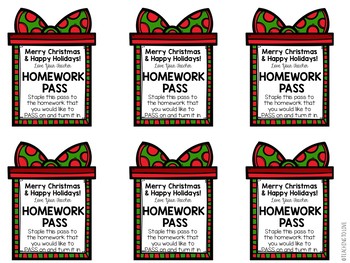 christmas homework pass