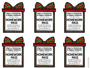 christmas homework pass pdf