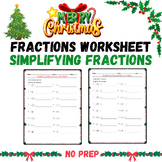 Free Christmas Simplifying Fractions- No Prep Extensive Ma