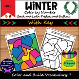 Free Christmas and Winter Prefixes and Suffixes Color by Number