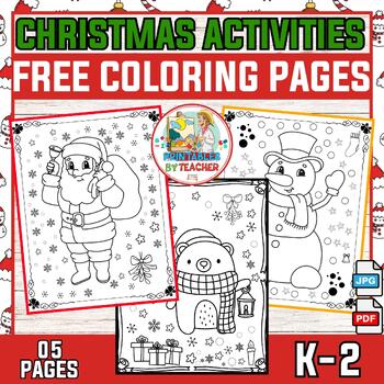 Preview of Free Christmas coloring sheets for kids | winter activities - worksheets k-2