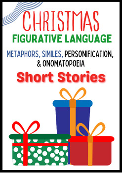 Preview of Free Christmas figurative language, Figurative Language Task Cards, Short Storie