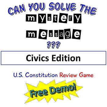 Preview of Free Civics Mystery Message Review Game Demo