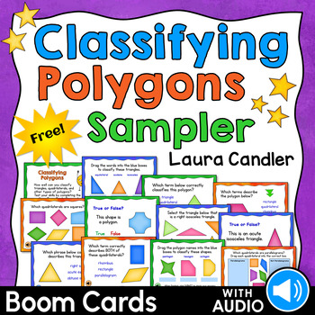 Preview of Free Classifying Polygons Boom Cards Sampler (with Audio Directions)