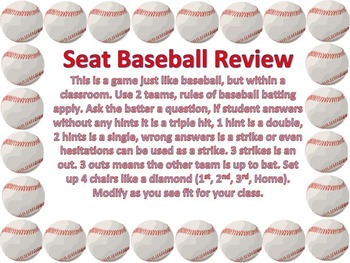 Preview of Free Classroom Baseball Review Template