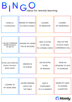 Preview of Free Classroom Bingo for a remote classroom setting by Klassly