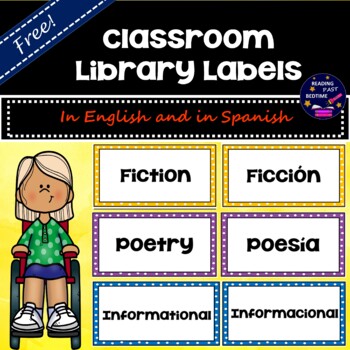 Preview of Free Classroom Library Labels in English and Spanish