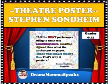 Preview of Free Classroom  Poster Stephen Sondheim Theatre Artist Quote for Bulletin Boards