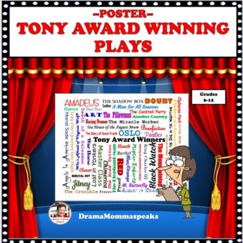 Preview of Free Classroom  Poster Tony Award Winning Plays for Bulletin Boards