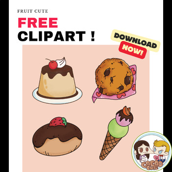 Preview of Donut Clipart, Free Clipart, Dessert cute clipart mini set