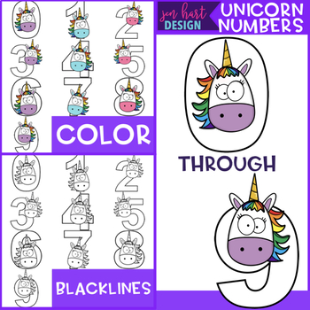 Preview of Unicorn Clip Art Numbers FREEBIE {jen hart Clip Art}