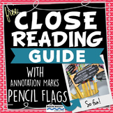 Free Close Reading Guide and Pencil Flags
